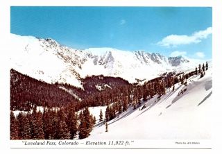 Loveland Pass Colorado Postcard Elevation 11,  922 Feet Continental Divide