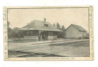 Pennsylvania Railway Station Postcard Newport De Delaware 1907