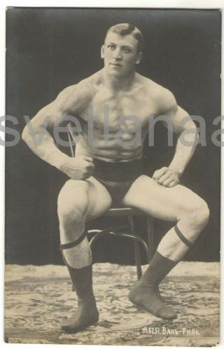 Wrestler Van Riel Strongman Jock Handsome Muscle Man Photo Card Gay Int