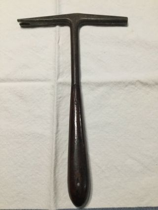 Vintage No Marked One Piece Steel Tack Hammer With Claw Upholstery,  Leatherwork