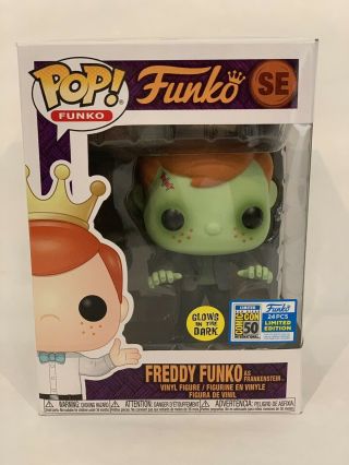 Rare Funko Pop Freddy Funko Frankenstein Glow In The Dark Se Sdcc19 1/24