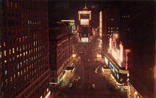 Q23 - 0336,  Times Square At Night,  York,  Ny. ,  Postcard.