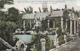 Old Rare Postcard Shell House And Fence 1910 St Petersburg Florida Wm Albright