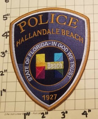 Hallandale Beach (fl) Police Department Patch W/ Presentation Card