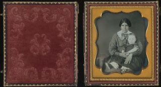 African American Nanny Holding White Toddler 1/6 Plate Daguerreotype D811 2