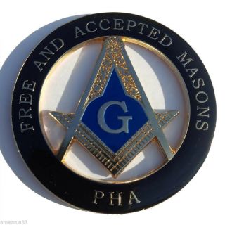 Elegant Freemasons Prince Hall Affiliated Auto Emblem Black And Golden Masonic