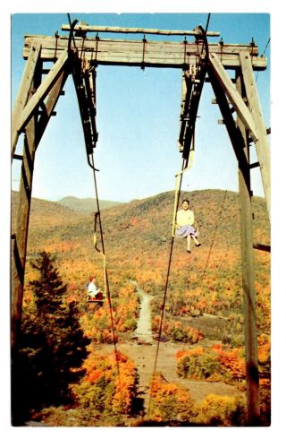 Pico Peak Rutland Vermont Postcard Green Mountains Ski Area Chair Lift Vintage