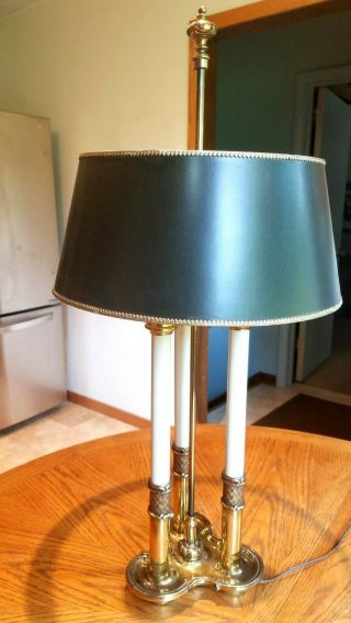 Vintage Stiffel Solid Brass Bouillette Decor 3 Way Candlestick Desk Table Lamp