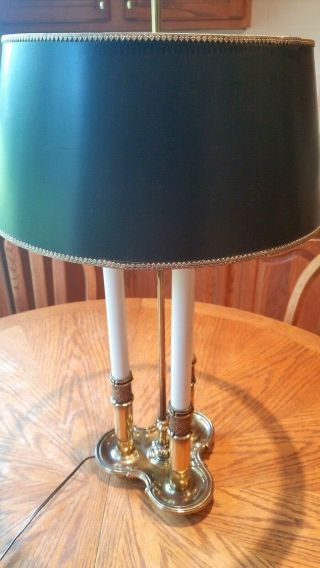 Vintage Stiffel Solid Brass Bouillette Decor 3 way Candlestick Desk Table Lamp 2