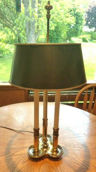 Vintage Stiffel Solid Brass Bouillette Decor 3 way Candlestick Desk Table Lamp 3