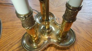 Vintage Stiffel Solid Brass Bouillette Decor 3 way Candlestick Desk Table Lamp 8