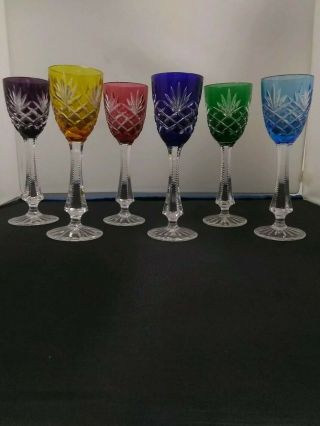 Faberge Crystal Odessa Cordial Liqueur Glasses Set Of 6 Engraved