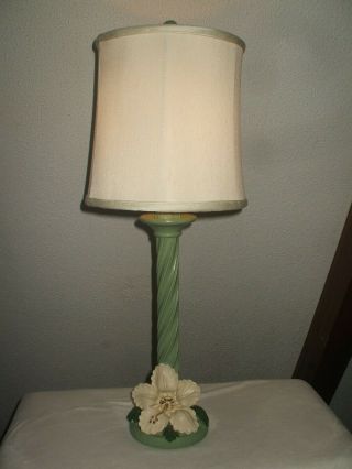 Vintage Chapman Hawaiian Table Lamp W/ Benko Silk Shade Hollywood Regency Mcm