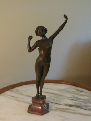 Antique Bronze Figurine Sculpture Nude Woman By Artist Paul Philippe Signed