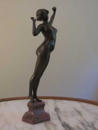 Antique Bronze Figurine Sculpture Nude Woman by Artist Paul Philippe Signed 4