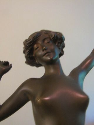 Antique Bronze Figurine Sculpture Nude Woman by Artist Paul Philippe Signed 5