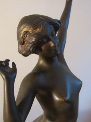 Antique Bronze Figurine Sculpture Nude Woman by Artist Paul Philippe Signed 8