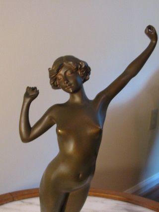 Antique Bronze Figurine Sculpture Nude Woman by Artist Paul Philippe Signed 9
