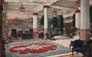 Washington,  Dc,  Lobby,  Hotel Raleigh,  Vintage Postcard G1633