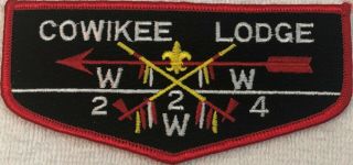 Boy Scout Oa Flap Lodge Patch - Cowikee Lodge 224 - Red Border