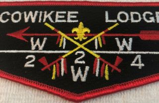 Boy Scout OA Flap Lodge Patch - COWIKEE LODGE 224 - Red Border 3