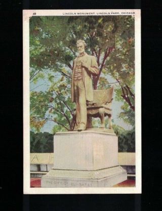 C 1940 Lincoln Monument Lincoln Park Chicago Illinois Postcard