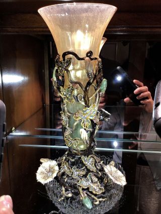 Jay Strongwater Fora And Fauna Morning Glory Swarovski Enameled Vase