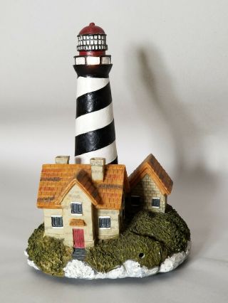 Lighthouse And Houses Figurine With Lights And Sound Motion Activated