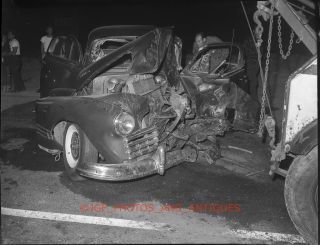 1946 Pontiac Torpedo Car Accident Crash Orig Vtg 4x5 Large Format Photo Negative