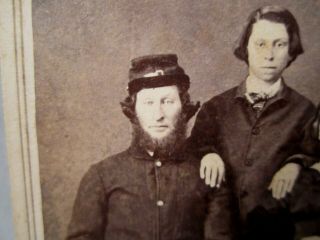 CDV Photo Civil War Union Soldier Bearded with Hat in Uniform with Wife and Son 3