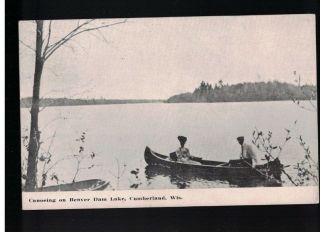 1914 Canoeing On Beaver Dam Lake Cumberland Wisconsin Post Card - View