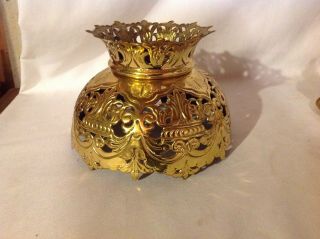 Rare Victorian Pierced Brass Filigree Kerosene Oil Lamp Shade Shade Cover