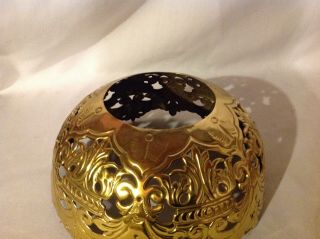Rare Victorian pierced brass filigree kerosene oil lamp shade shade cover 3