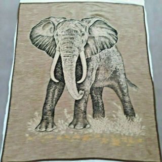 Vintage Biederlack Elephant Reversible Blanket Throw West Germany 70 " X 59.  5”