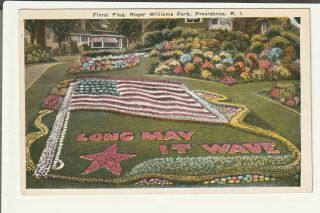 Roger Williams Park Floral Flag Providence Ri Postcard White Border 1915 - 1930