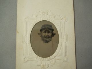 Tintype Photo Civil War Confederate Soldier Bearded with Hat in Uniform 3