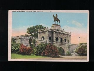 Grant Monument Lincoln Park Chicago Illinois C 1930 Postcard