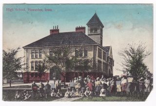 Postcard High School Hawarden Iowa Students Teachers 1909