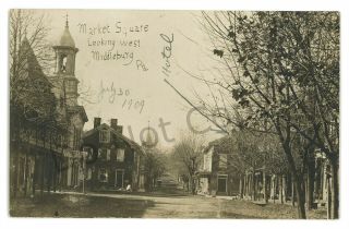 Rppc Market Square Middleburg Pa Snyder County Pennsylvania Real Photo Postcard