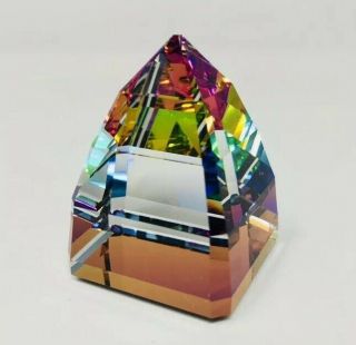 Swarovski Vintage Pyramid Paperweight Multi - Color 2.  25” 7450 Vitrail