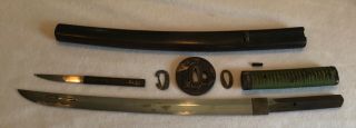Old Vintage Japanese Samurai Short Sword & Kozuka Signed