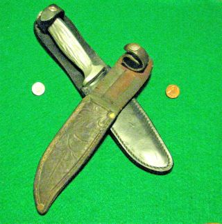 Vtg Sheath Hunt Blade Usa Son Murphy D.  M.  " Combat " Knife 1 Old,  1 Fold Case