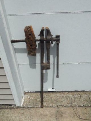Antique Blacksmith Post Leg Vise 4.  0 " Anvil Forge Tool,