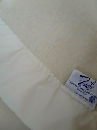 Faribo Vtg Wool Blanket Cream Ivory Full/ Queen Satin Binding
