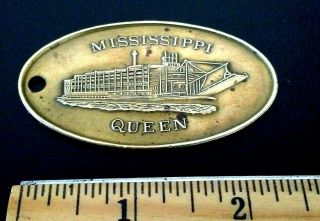 Vintage Mississippi Queen Steam River Boat Solid Brass Key Chain Key Ring Tag