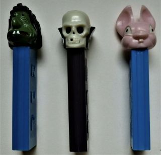 3 Vintage No Feet Pez Dispensers Mr.  Ugly Dr.  Skull Fat Ear Easter Bunny Nr