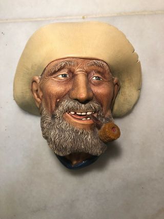 Bossons 1977 England Chalkware Head " Old Timer " Wall Plaque
