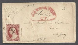 Harwinton,  Ct Fancy Red Cancel & Pen Cancel On 11 Circa 1851 - 55 Ladies Cover