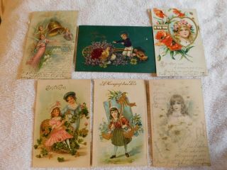6 Vintage Postcards Easter And Children 1903 - 1906 Stamped
