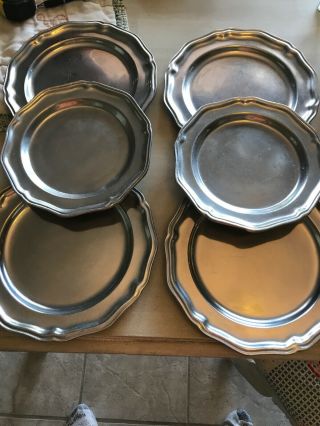 Wilton Pa Rwp Set Of 6 Queen Ann Pewter Plates.  4 Dinner 2 Salad.